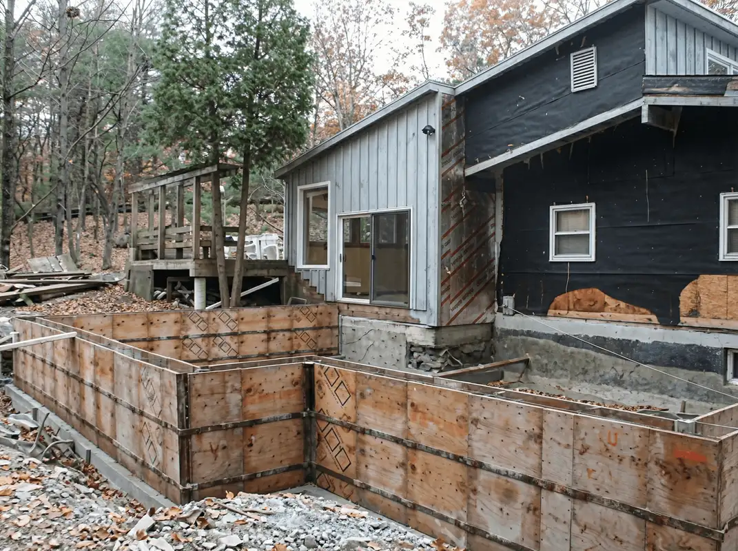 Prepared site with foundation forms for home remodeling and addition project in San Diego, CA